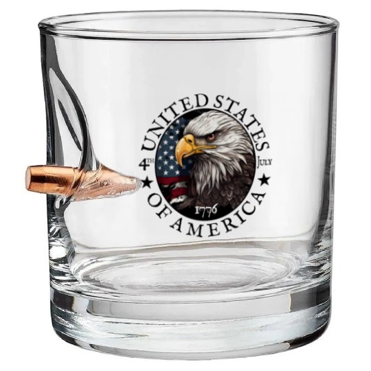 Proud American Independence Day Freedom Bullet Whiskey Glasses