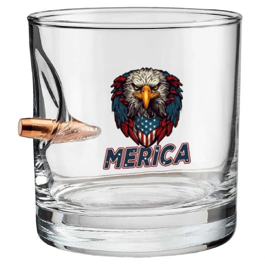 Proud American Independence Day Freedom Bullet Whiskey Glasses