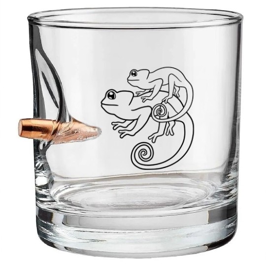 child mom daddy family cub baby chameleon iguana l Bullet Whiskey Glasses