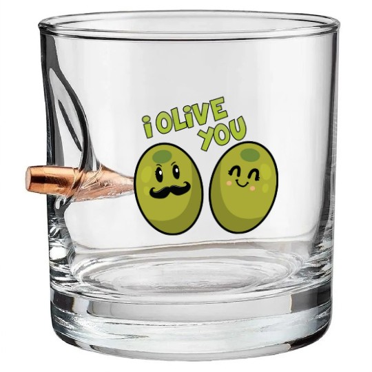 Green Olives Valentine Olive You Bullet Whiskey Glasses