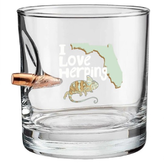 Florida Chameleon I Love Herping Bullet Whiskey Glasses