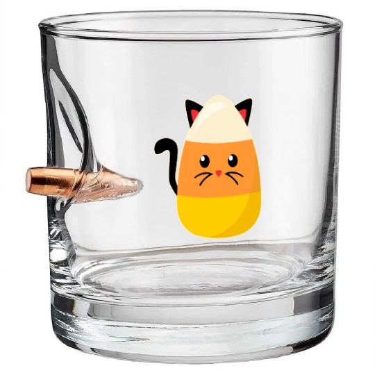 Candy Corn Cat Halloween Bullet Whiskey Glasses