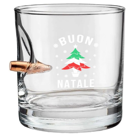 Italian Flag Tree Buon Natale Bullet Whiskey Glasses