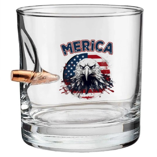 USA Independence Day 4th of July Labor Day Bullet Whiskey Glasses