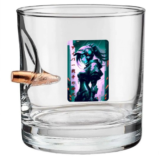 Neon Nights: A Cyberpunk Design 6 Bullet Whiskey Glasses
