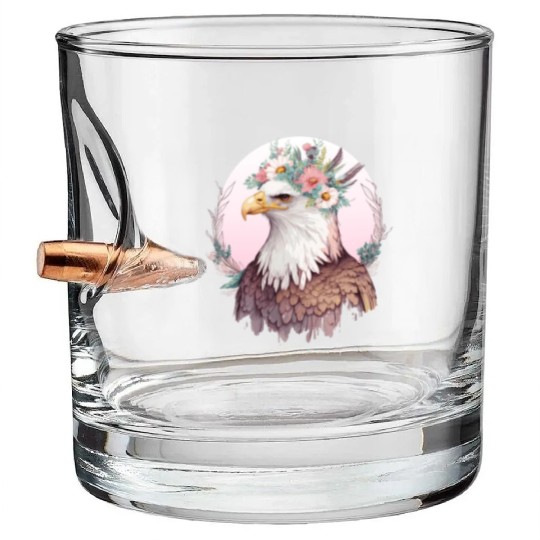 Birds Of Prey Bald Eagle Flower Crown Floral Birdi Bullet Whiskey Glasses