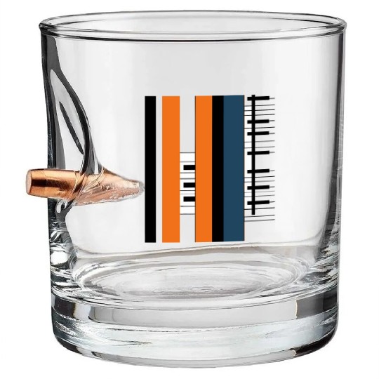 Abstract Piano Key Art Bullet Whiskey Glasses