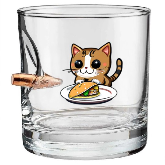 Cute Cat and Taco: A Playful Combination for Your Bullet Whiskey Glasses