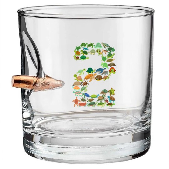 2nd birthday sea turtle tortoise theme 2 year old Bullet Whiskey Glasses