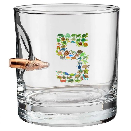 5th Birthday Sea Turtle Tortoise Theme 5 Year Old Bullet Whiskey Glasses