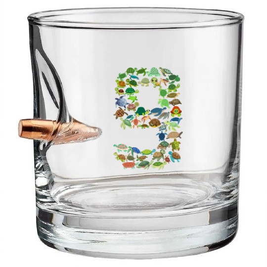 9th Birthday Sea Turtle Tortoise Theme 9 Year Old Bullet Whiskey Glasses