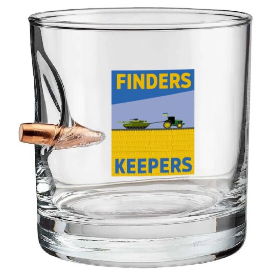 Funny Farmer Tractor Ukraine Flag Support Finders\ Bullet Whiskey Glasses