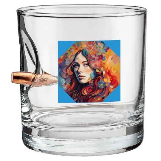 Psychedelic bloom Floral Fantasia Bullet Whiskey Glasses