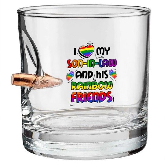 I Love My Son In Law And His Rainbow Friends LGBT Bullet Whiskey Glasses