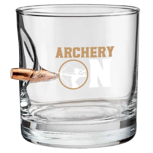 Archery On Bow Hunter Archer Target Arrow Bowman Bullet Whiskey Glasses