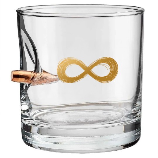 Golden Infinity Neurodiversity Symbol Autism Aware Bullet Whiskey Glasses