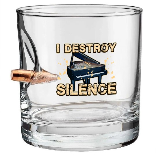 I Destroy Silence Disturbance Grand Keys Piano Pia Bullet Whiskey Glasses