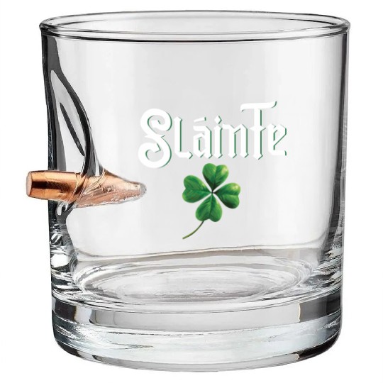 Slainte Shamrock Health St Patricks Day Bullet Whiskey Glasses