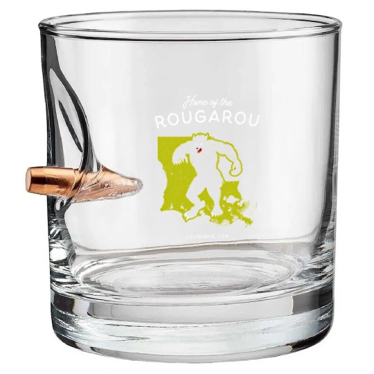 Home Of The Rougarou Louisiana Usa Cryptid Bullet Whiskey Glasses