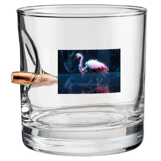 Neon Bird of Paradise Bullet Whiskey Glasses