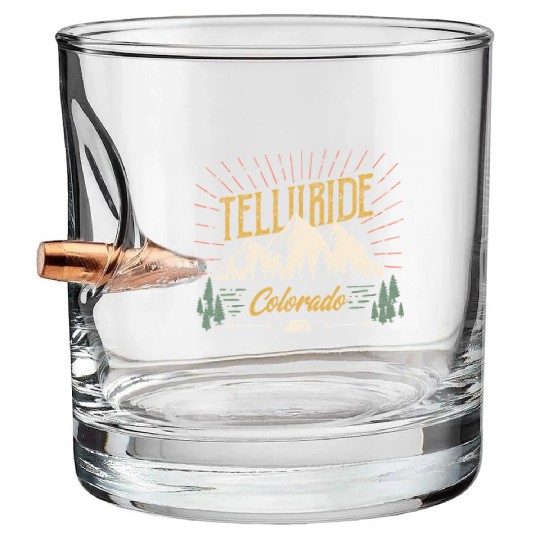 Telluride Colorado Mountain 80S Style Bullet Whiskey Glasses