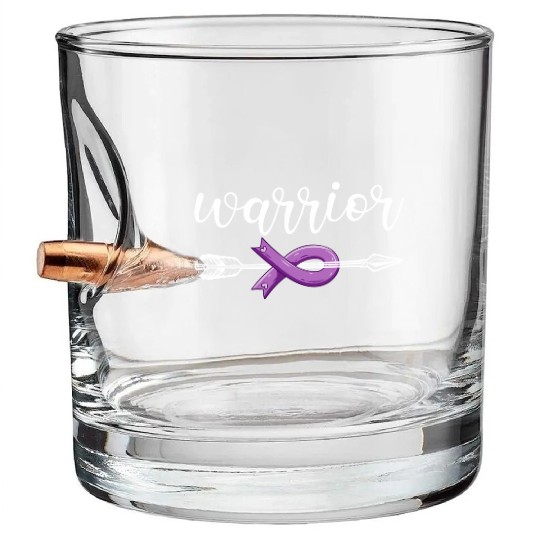 Pancreatic Cancer Warrior Awareness Believe Bullet Whiskey Glasses