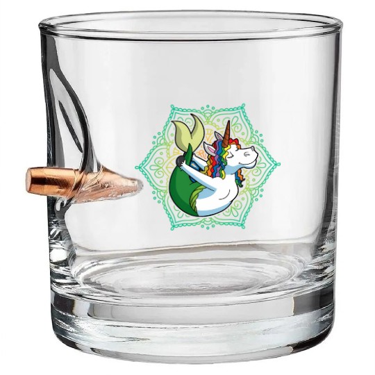 Yoga Unicorn Mermaid Mandala Zen Meditate Meditati Bullet Whiskey Glasses