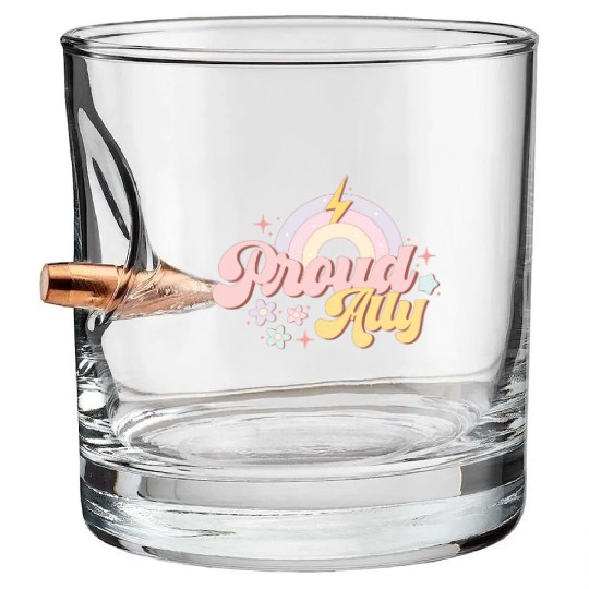 Proud Ally, LGBT Pride Month Bullet Whiskey Glasses