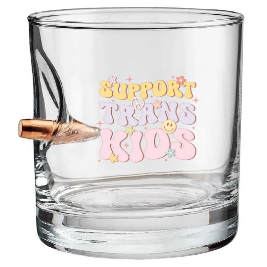 Support Trans Kids, LGBT Pride Month Bullet Whiskey Glasses
