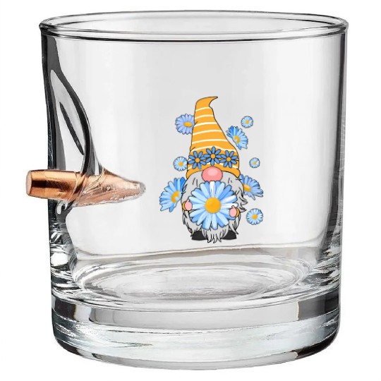 Z4R8 Daisy Gnomes Floral Gnomes Spring Bullet Whiskey Glasses