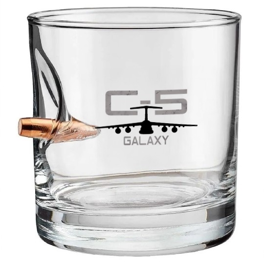 C-5 Galaxy Airlift Cargo Airplane Bullet Whiskey Glasses