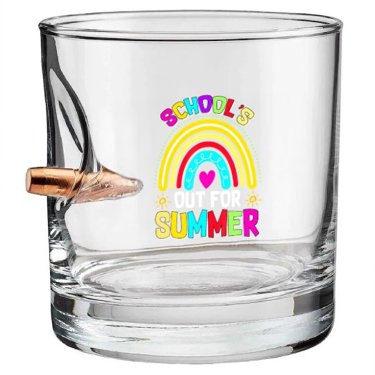 Schools Out For Summer Teacher Last Day Of School Bullet Whiskey Glasses