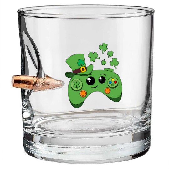 St Patrick'S Day Gamer Video Game Gaming Bullet Whiskey Glasses