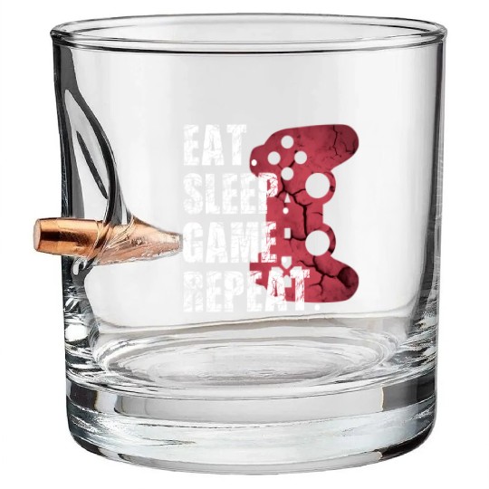 Gamer Video Games Eat Sleep Game Ns Bullet Whiskey Glasses