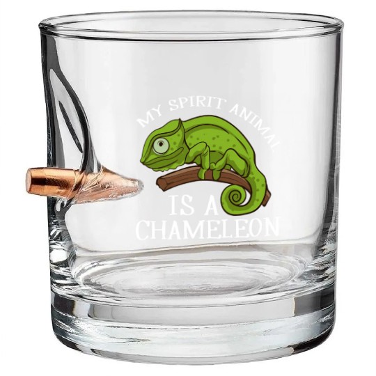 My Spirit Animal Is A Chameleon Lizard Chameleon Bullet Whiskey Glasses