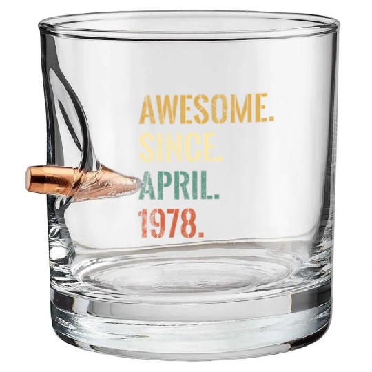 44Th 44 Awesome Since April 1978 Bullet Whiskey Glasses