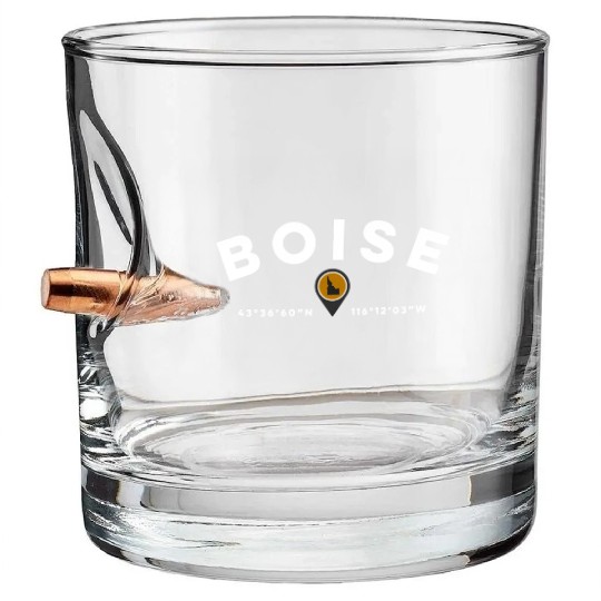 Boise Idaho Id Map Bullet Whiskey Glasses