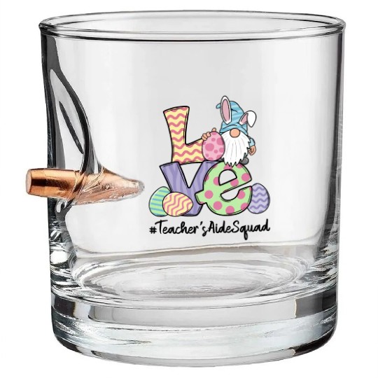 Love Easter Teacher'S Aide Gnomes Teacher Easter 2 Bullet Whiskey Glasses