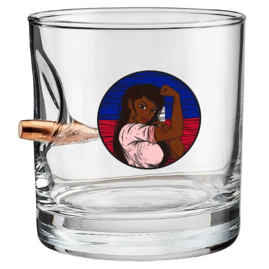 Patriotic Haitian Flag Haiti Proud Haitian Bullet Whiskey Glasses
