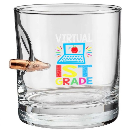 Virtual 1st Grader Back to School Bullet Whiskey Glasses