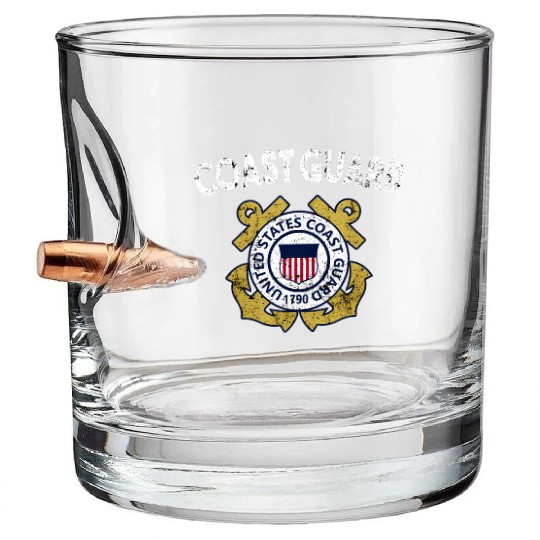 Proud Coast Guard Military Pride Bullet Whiskey Glasses