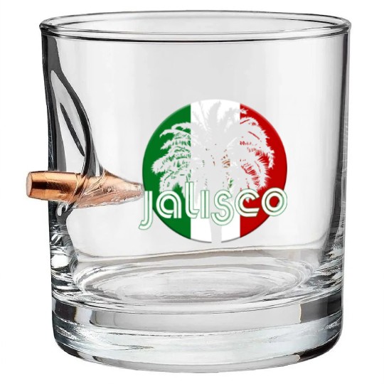 Jalisco Mexico Flag Native Palm Tree Mexican Bullet Whiskey Glasses