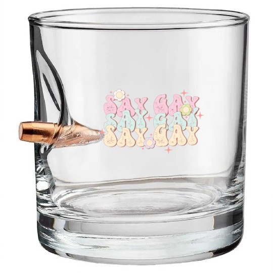Say Gay, LGBT Pride Month Bullet Whiskey Glasses