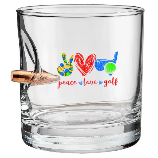 Peace Love Golf Cute Golf Lovers Bullet Whiskey Glasses