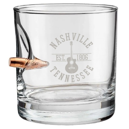 Nashville Country Music City Guitar Bullet Whiskey Glasses