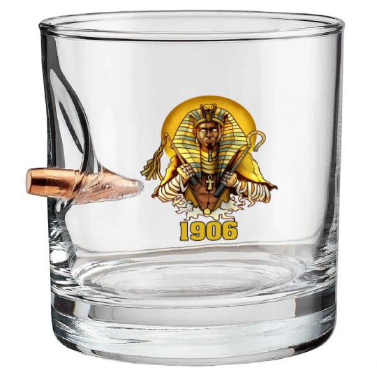 1906 Sphinx Alpha Ace Fraternity Pharoah Bullet Whiskey Glasses