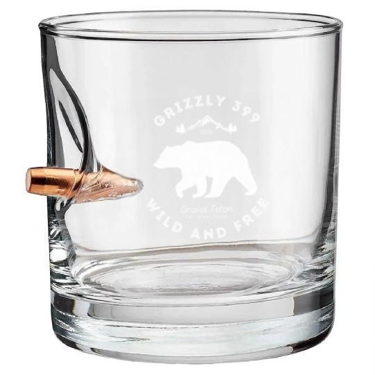Grizzly 399 Wild Free Grand Teton National Park Bullet Whiskey Glasses
