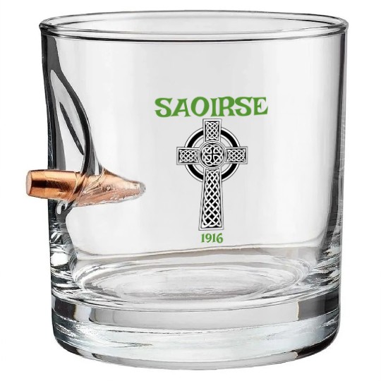 Saoirse Meaning Freedom Irish Republican With Celt Bullet Whiskey Glasses