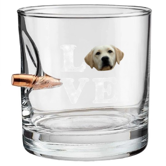I Love My Yellow Lab Labrador Retriever Dog Bullet Whiskey Glasses