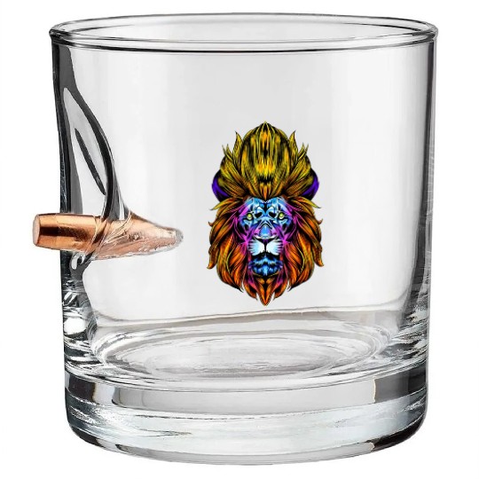 Horoscope lion head astrology as a star sign lion Bullet Whiskey Glasses